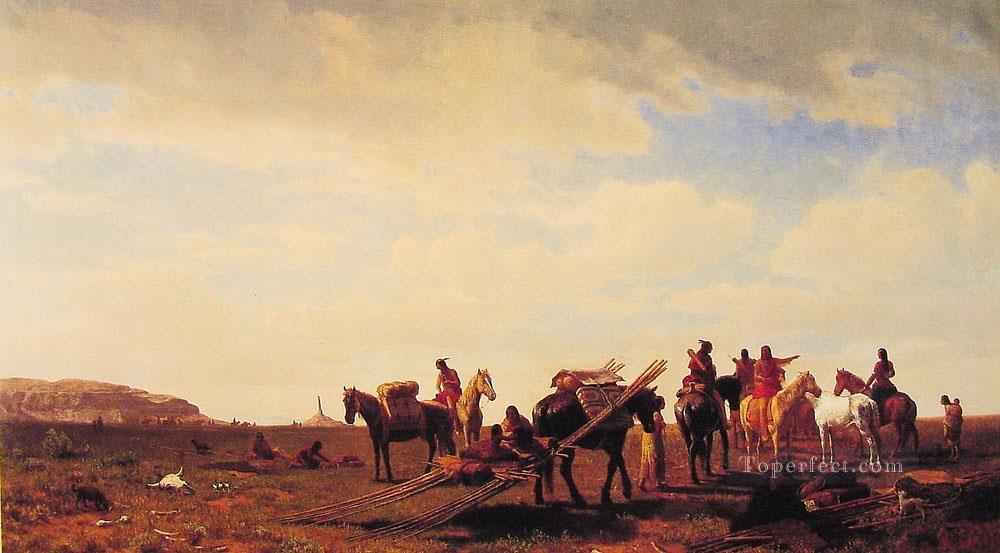 フォート・ララミー付近を旅行するインディアン アメリカン・インディアン アルバート・ビアシュタット油絵